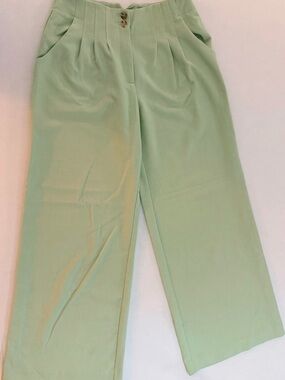 Maeve Classic High-Waist Wide-Leg Pants in Bright Pistachio Size 8